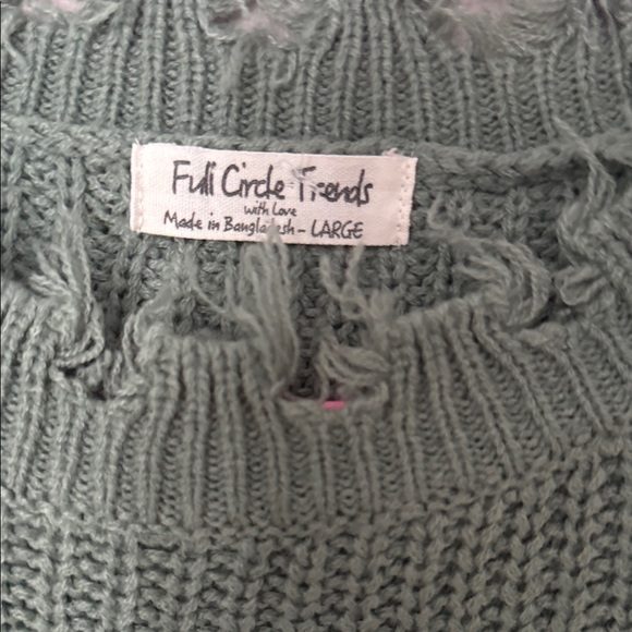 Frayed Hem Knit Sweater in Sage - Picture 2 of 5
